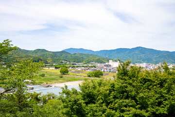愛媛県大洲の城から見た景色、日本、5月