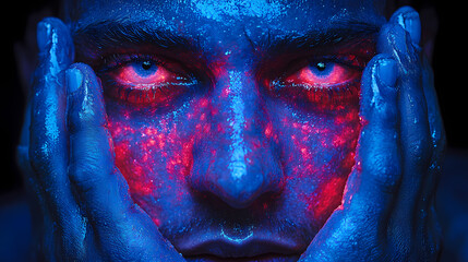 Bold display of emotions with vibrant colors and strong expressions during an artistic portrait session