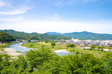 愛媛県大洲の城から見た景色、日本、5月