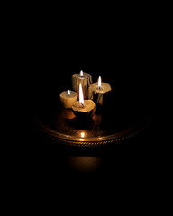 Candlelight Reflection on Antique Silver Dish