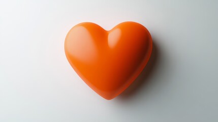 Fototapeta premium solid color orange heart shape. orange heart shape on white background