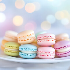 Obraz premium Pastel Macarons on a Plate.