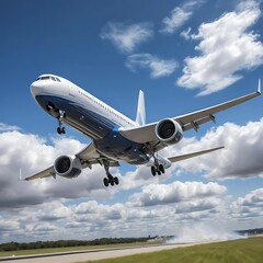 Fototapeta premium Luxury design aroplane flying over the clouds AI generated image