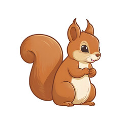 Cute and Playful Squirrel in a Vibrant Style, Transparent Background