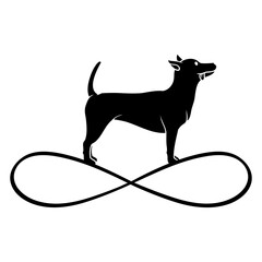 Dog Infinite Symbol Love Forever Dog Silhouette Design Lover Art Vector Illustration Card T-Shirt Poster Sticker Graphic Print Decorative Drawing Isolated Logo Decoration Symbol Creative Cool Style
