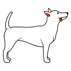 Dog Stands at Attention Obedience Stands Still Design Lover Art Vector Illustration Card T-Shirt Poster Sticker Graphic Print Decorative Drawing Isolated Logo Decoration Symbol Creative Cool Style
