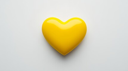 Fototapeta premium solid color yellow heart shape. yellow heart shape on white background
