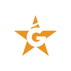 letter G with star logo concept. creative letter G logo inside star in yellow. good for your corporate