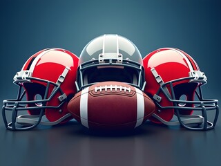 Eye-catching Super Bowl Sunday banner with football helmets set on a vivid blue background, ready for the championship, generative ai