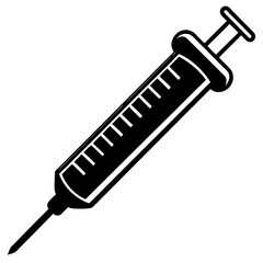 Syringe with Needle Silhouette Vector Art Medical and Healthcare Design