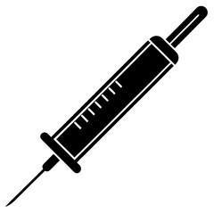 Syringe with Needle Silhouette Vector Art for Medical and Healthcare Designs