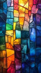 Vibrant stained glass mosaic artwork.