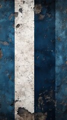 Distressed wall with blue and white stripes