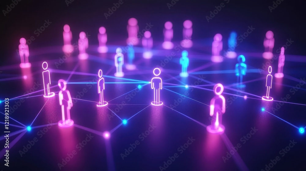 Wall mural digital shield surrounding connected people icons in virtual network technology environment abstract