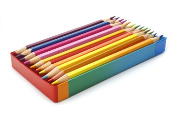 Obraz premium Colorful set of colored pencils neatly arranged in a box for creative projects and artistic activities