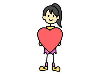 Valentine Day Woman Holding Heart Illustration