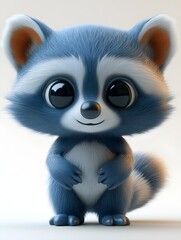 Racoon character 3D icon - transparent image, png.