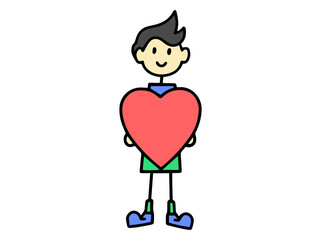 Valentine Day Man Holding Heart Illustration
