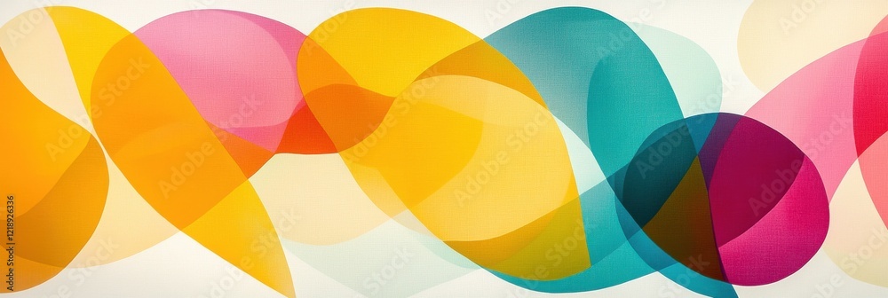 Wall mural abstract colorful wave pattern with overlapping shapes in gradient hues