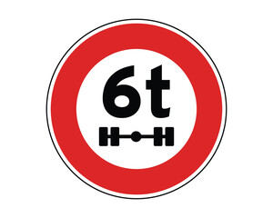Obraz premium Traffic Sign Indicating Axle Weight Limit for Vehicles on Public Roads, High-Quality Vectorial Stock Image
