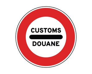Traffic Sign Indicating Mandatory Stop at Customs on Public Roads, High-Quality Vectorial Stock Image