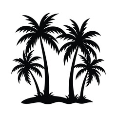 palm tree silhouette isolated on white background