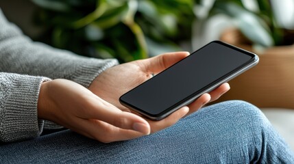Person Holding Smartphone Indoors