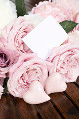 Blooming pink rose flowers