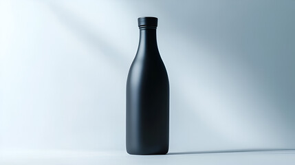Sleek black bottle on a minimalist background. Perfect for product display or branding projects.