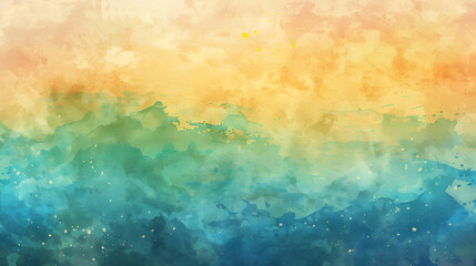 Naklejka premium Colorful watercolor background of abstract sunset sky, generative ai