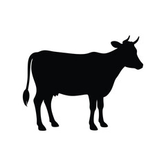  cow silhouette isolated on white background