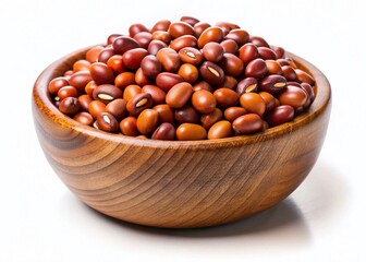 Obraz premium Lucky Beans Bowl - Japanese Fukumame in Wooden Bowl on White Background