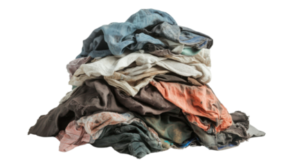 Pile of dirty clothes isolated on white background 