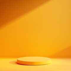 Orange podium for product presentation with soft and warm lighting effect