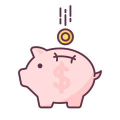 Piggy bank icon. Piggy bank saving money. Vector illustration