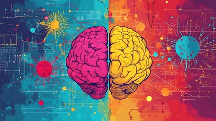 A colorful background with mathematical equations