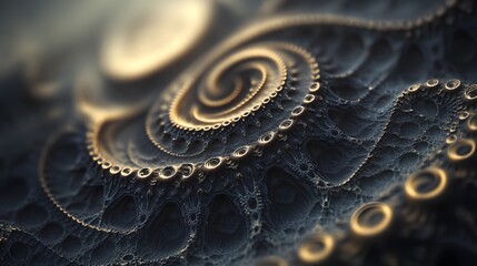 Obraz premium Abstract Dark Gold Spiral Fractal Art Background