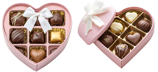 Heart-shaped Pink Chocolate Box Without Background