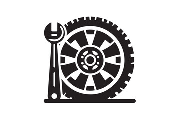 Obraz premium Simple car wheel icon. Car repair shop icon.