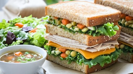 Turkey & Veggie Sandwich, Lunch, Delicious Food