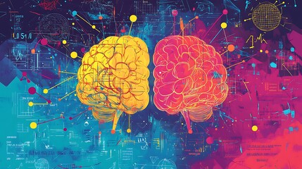 A colorful background with mathematical equations