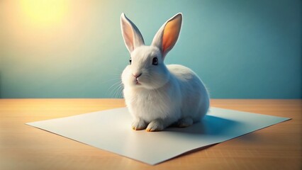 Obraz premium Easter Bunny 2023 White Rabbit with Sheet - Copy Space
