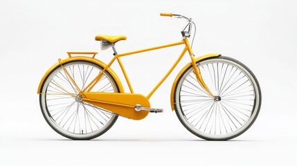 Fototapeta premium Yellow bicycle on white background, studio shot
