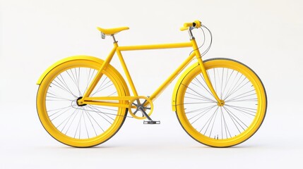 Fototapeta premium Yellow bicycle studio shot, white background, transport, leisure activity