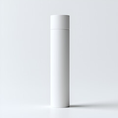 Blank white cylindrical container, perfect for product packaging or design mockups. Minimalist and clean aesthetic.