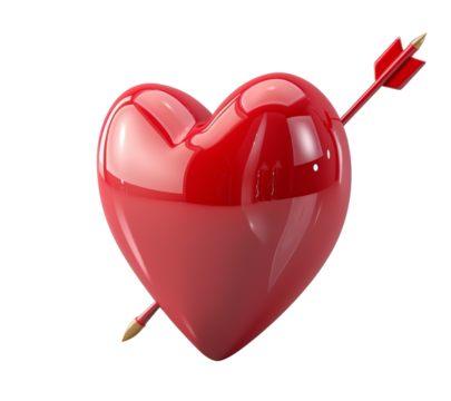 Red Heart with Arrow icon isolated on a white or transparent background