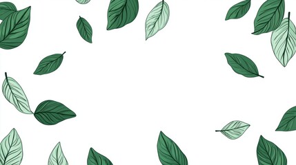 Obraz premium Green Leaf Frame, White Background