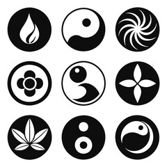 simple yin and yang symbols icon