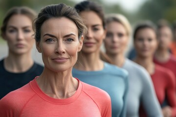 Fototapeta premium Women participating in group fitness activities outdoors, showcasing a sense of community and empowerment