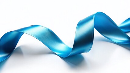 Elegant Blue Ribbon on White Background - AI Photo